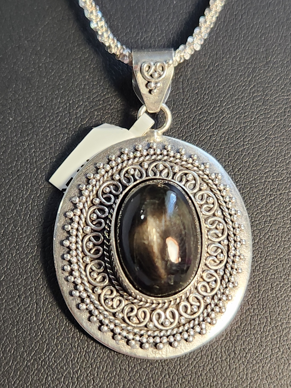 Devious! VID! Natural Black Star Diopside Bali Pendant W/ D Cut 925 Italy 20" - Picture 3 of 14